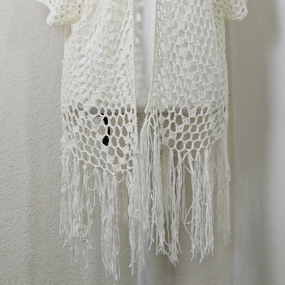 POL Womens Knit Crochet Cardigan W Fringe Sz L, Boho,Hippie,Festival - Picture 7 of 10